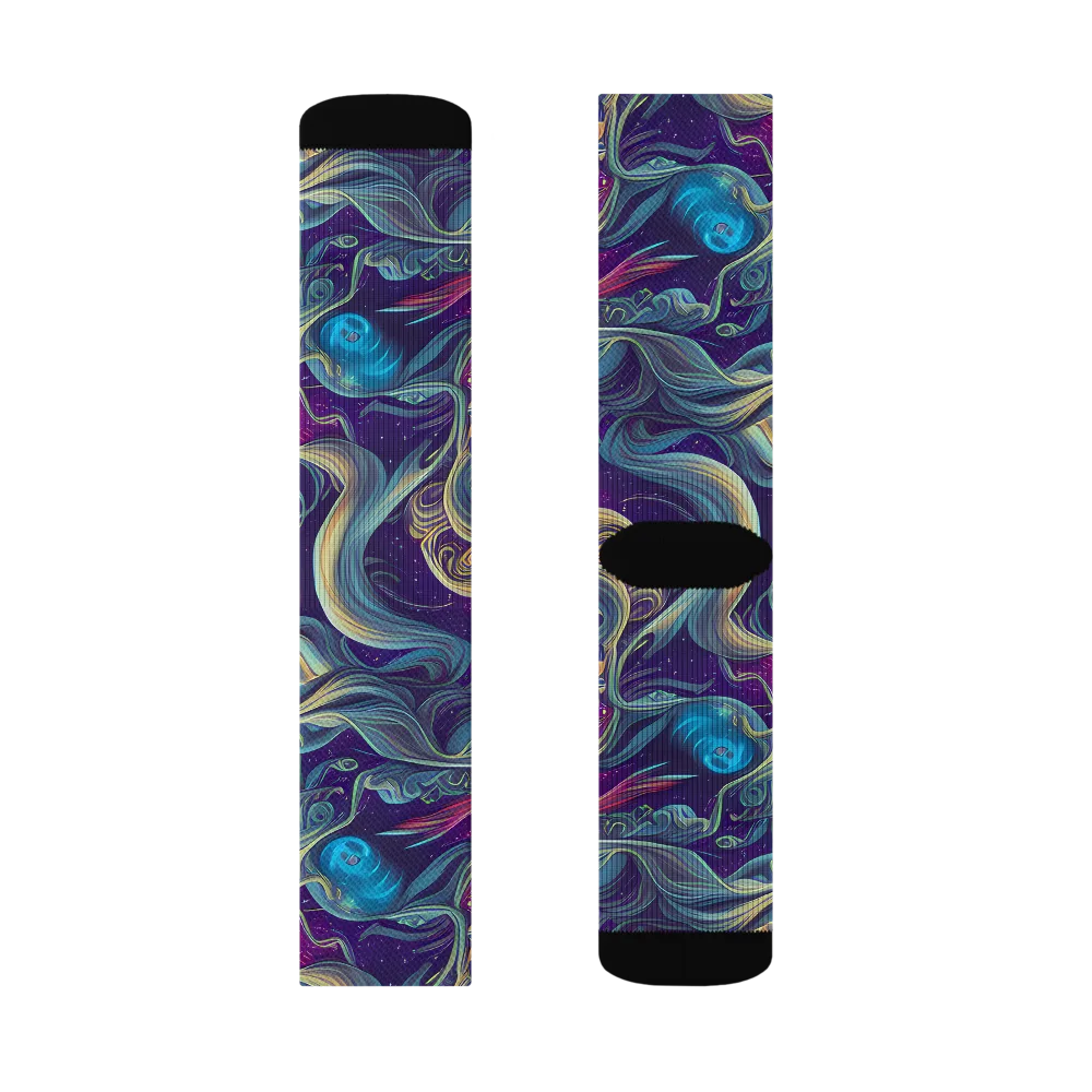 Stellar Waves on Socks — Left Sock