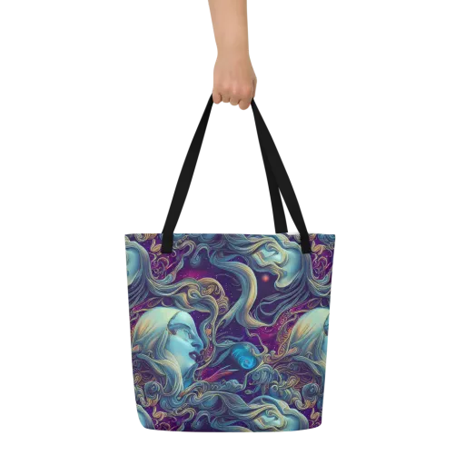 Stellar Waves on a Large Tote Bag W/ Pocket