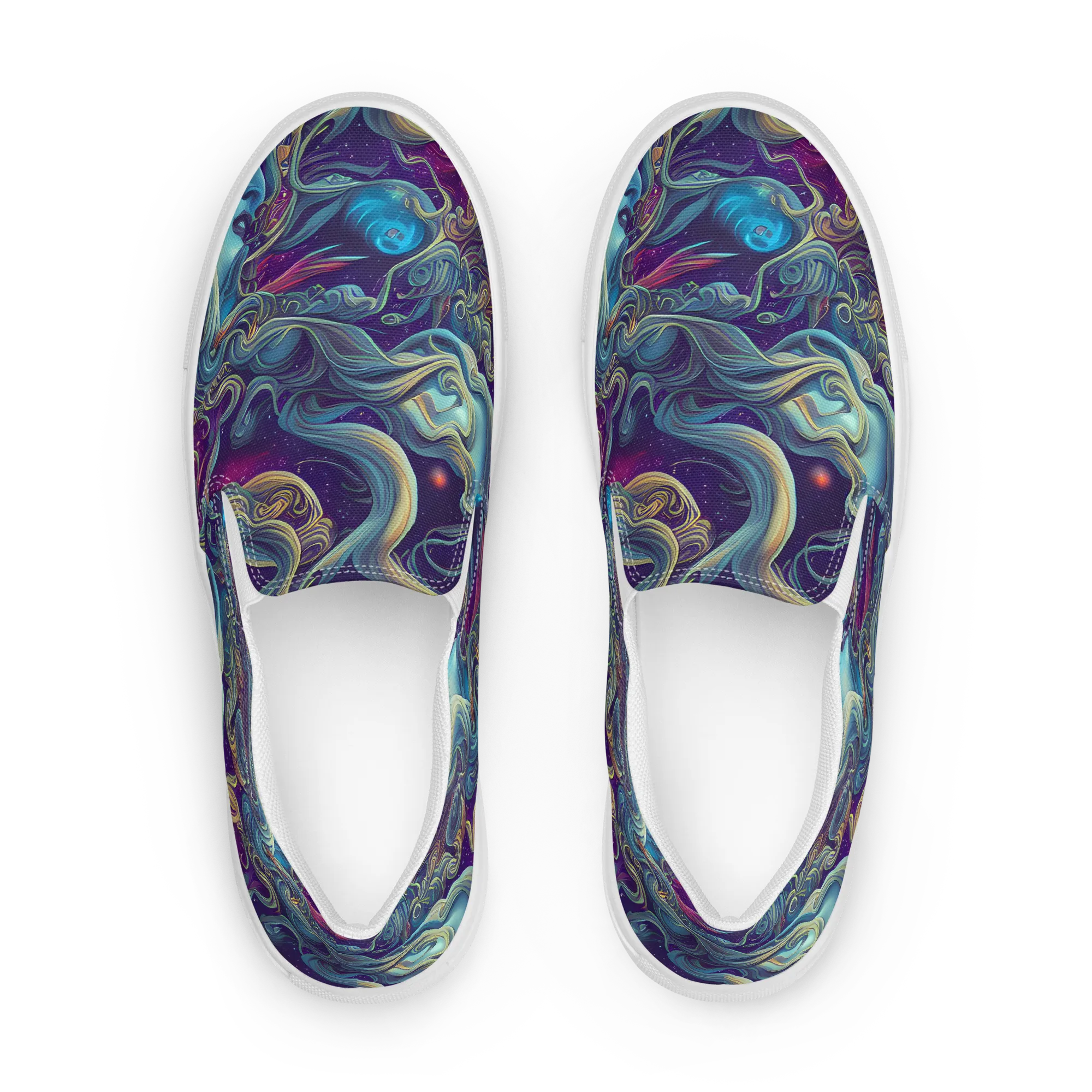 Stellar Waves on Women's Slip-On Canvas Shoes — Front