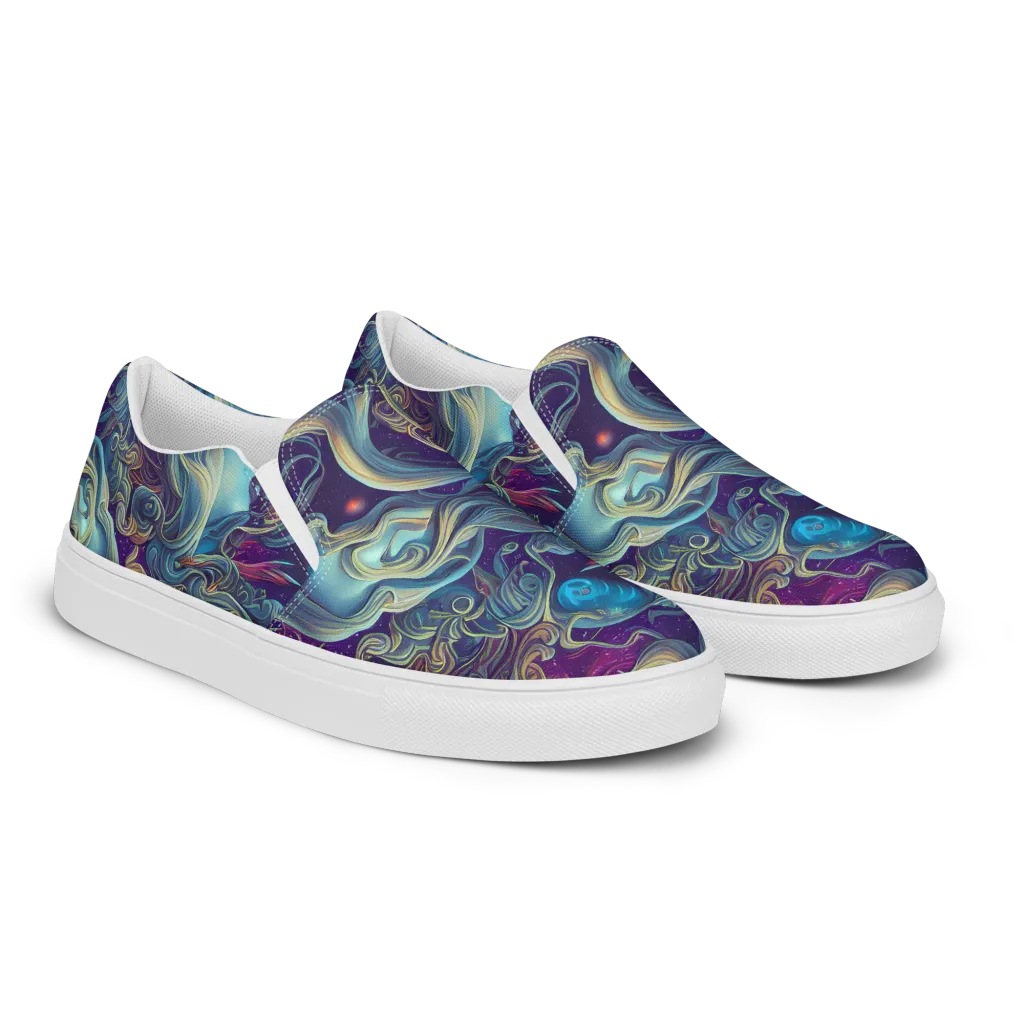 Stellar Waves on Women's Slip-On Canvas Shoes — Right Front