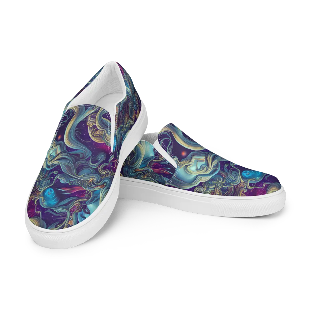 Stellar Waves on Women's Slip-On Canvas Shoes — Left Front