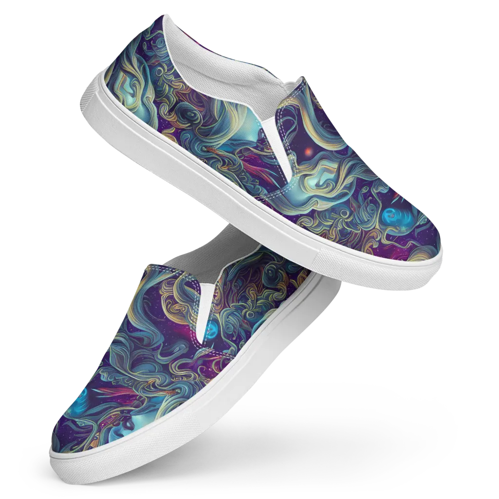 Stellar Waves on Women's Slip-On Canvas Shoes — Front