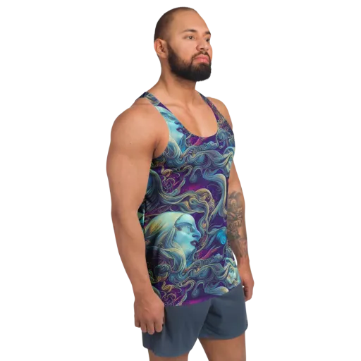 Stellar Waves on a Men's Tank Top