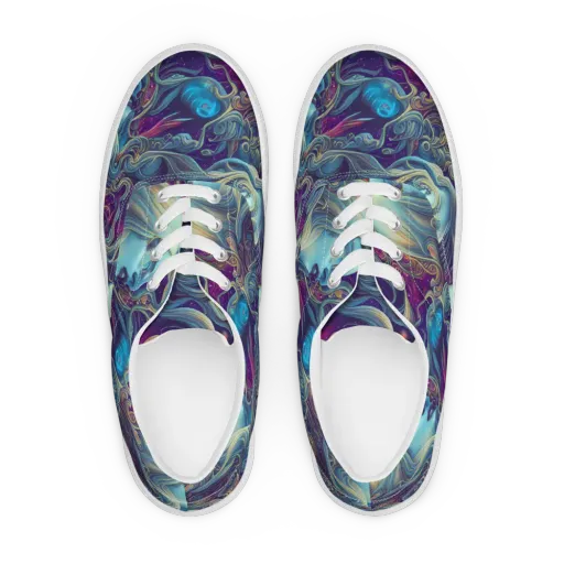 Stellar Waves on a Men's Lace-Up Canvas Shoes