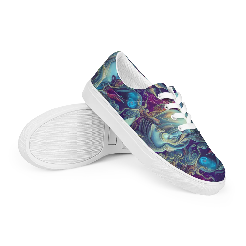Stellar Waves on Men's Lace-Up Canvas Shoes — Right Front