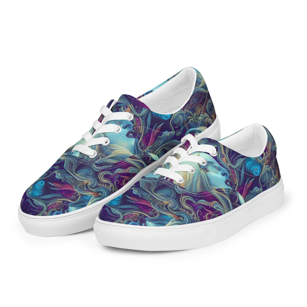 Stellar Waves on Men's Lace-Up Canvas Shoes — Left Front