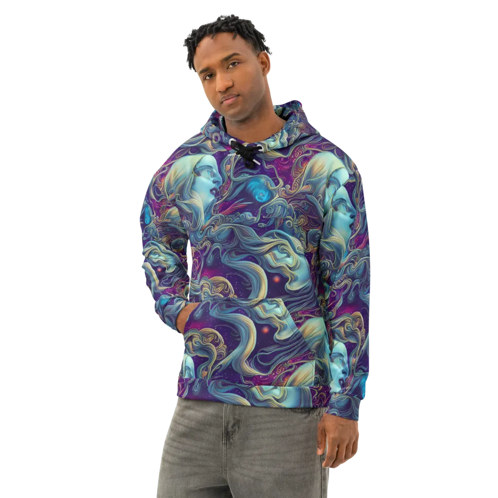 Stellar Waves on Cotton Hoodie — Left Front