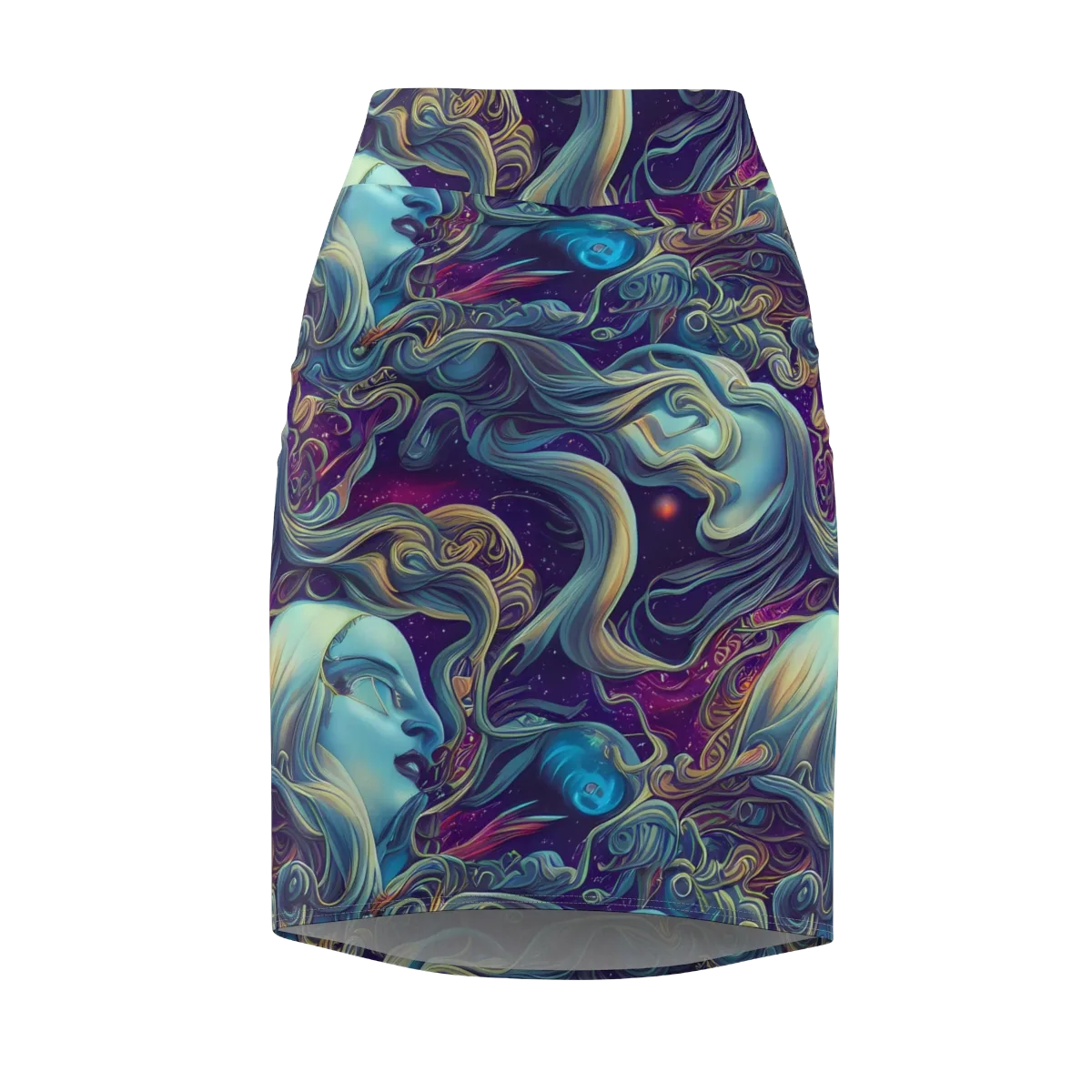 Stellar Waves on Pencil Skirt — Front
