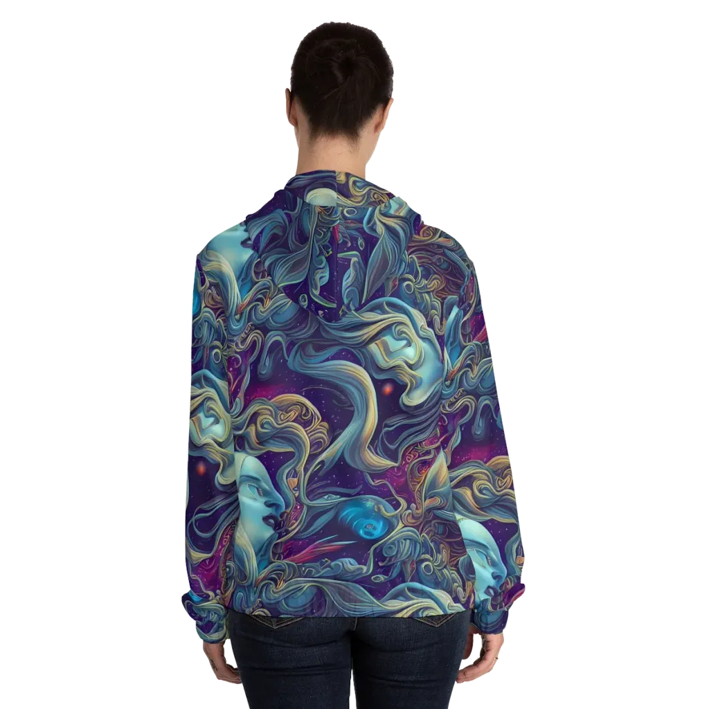 Stellar Waves on Women's Full-Zip Hoodie — Back On Person
