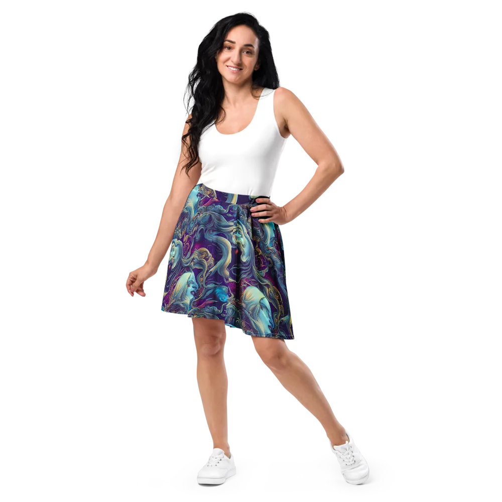 Stellar Waves on Skater Skirt — Front
