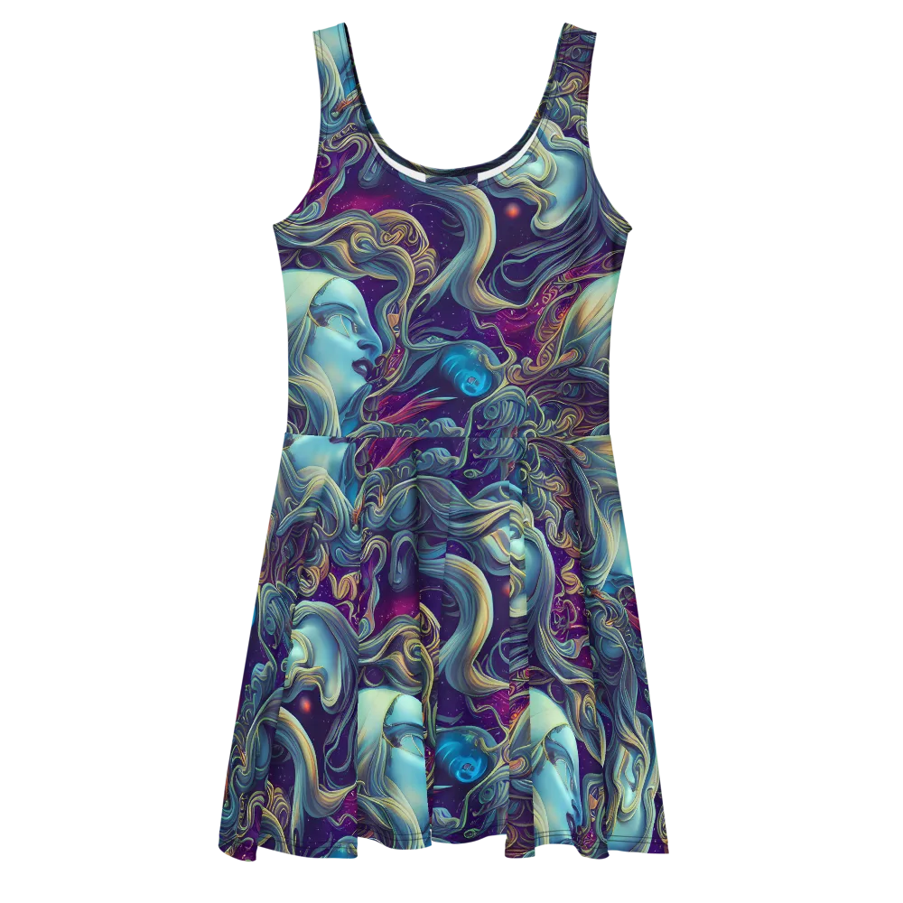 Stellar Waves on Skater Dress — Front