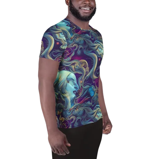 Stellar Waves on a Men's Athletic T-Shirt