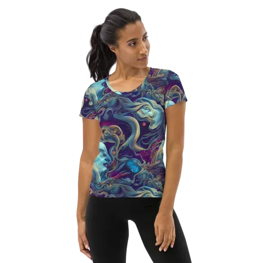 Stellar Waves on a Women's Athletic T-Shirt