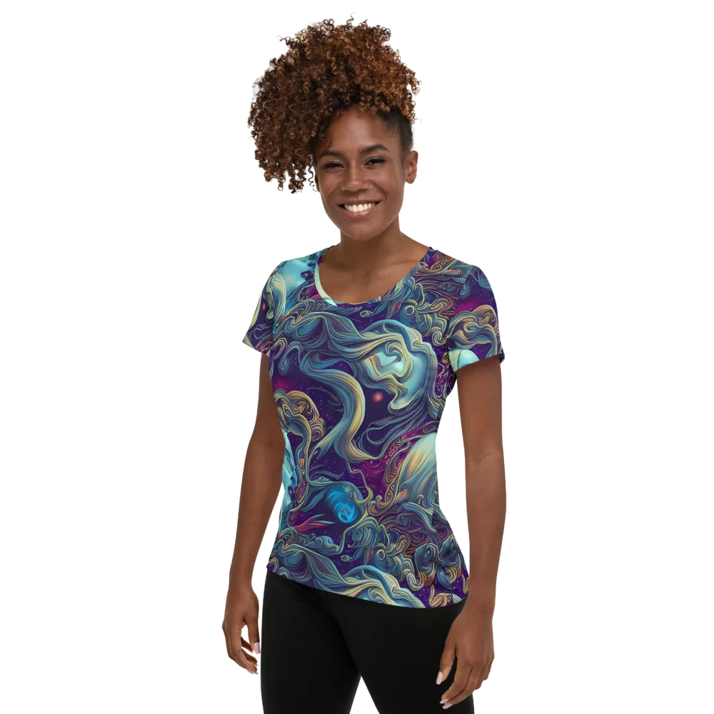 Stellar Waves on Women's Athletic T-Shirt — Left