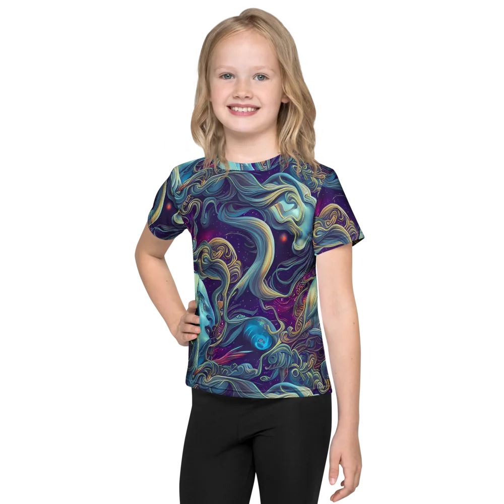 Stellar Waves on Kids Crew Neck T-Shirt — Front