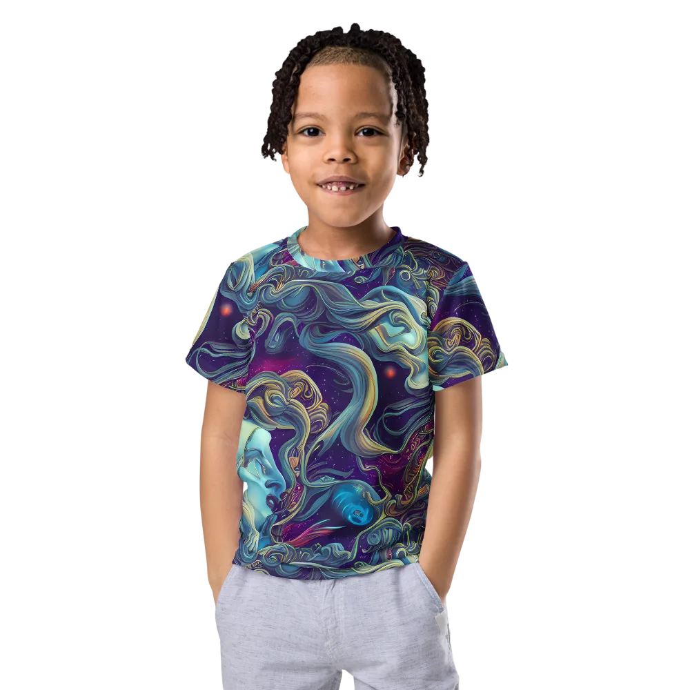 Stellar Waves on Kids Crew Neck T-Shirt — Front