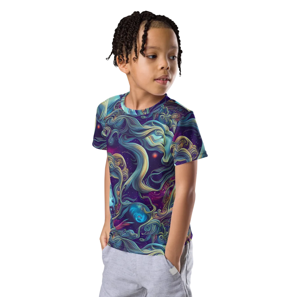 Stellar Waves on Kids Crew Neck T-Shirt — Left Front