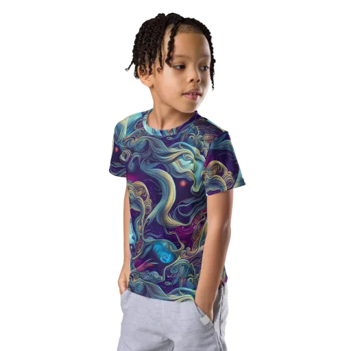 Stellar Waves on a Kids Crew Neck T-Shirt