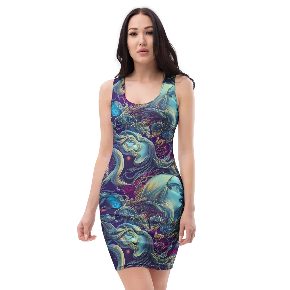 Stellar Waves on Bodycon Dress — Front