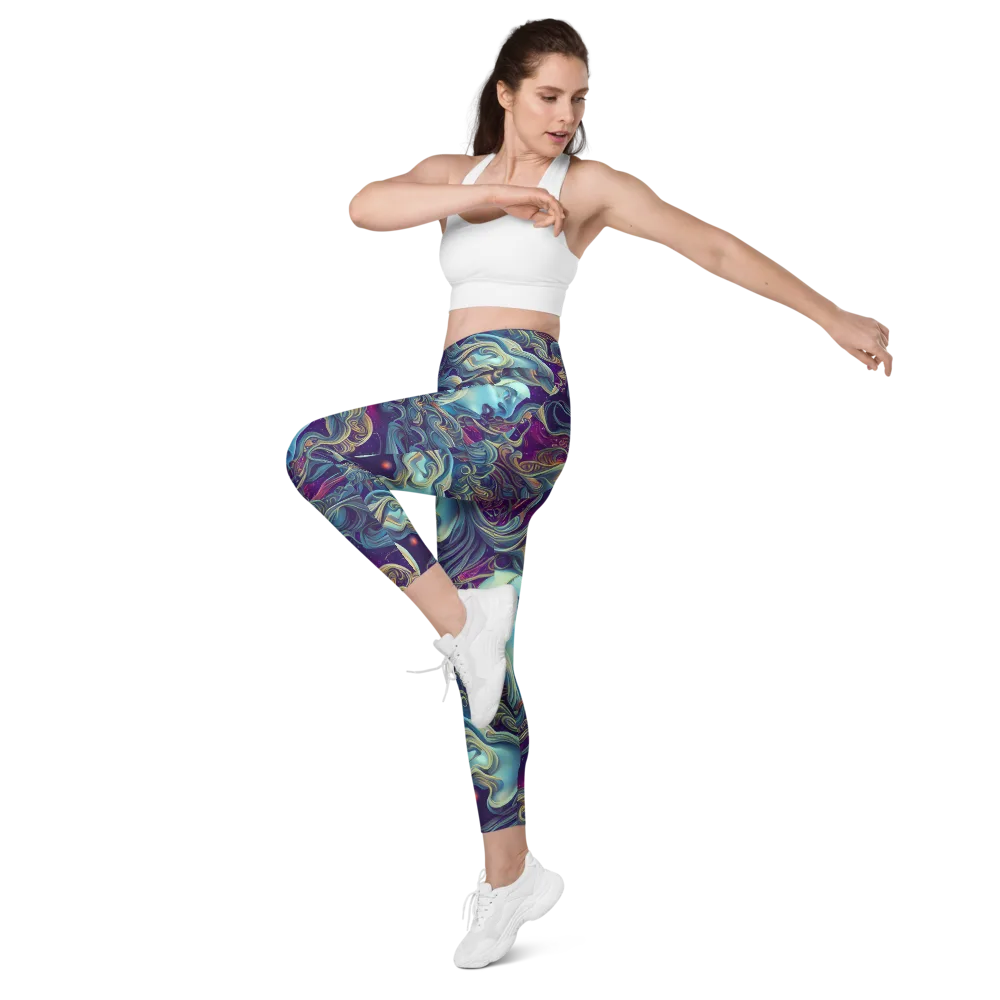 Stellar Waves on Leggings with Pockets — Left Front