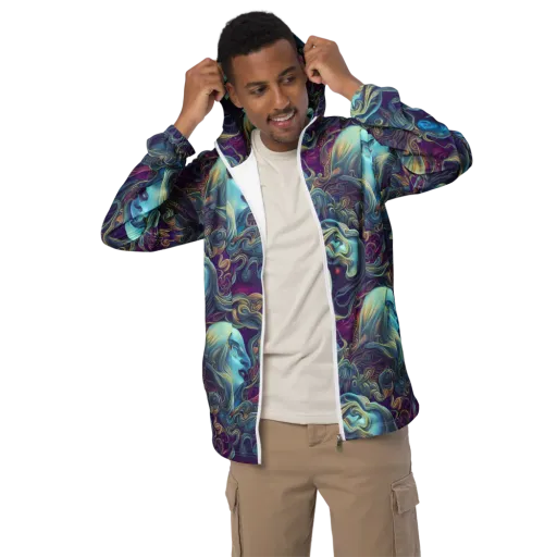 Stellar Waves on a Men's Windbreaker