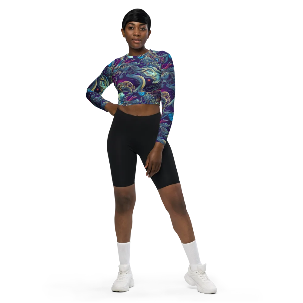 Stellar Waves on Long Sleeve Crop Top — Front
