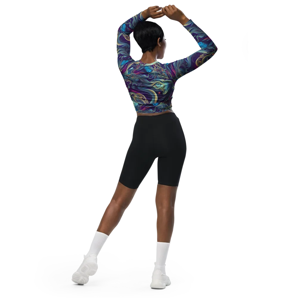 Stellar Waves on Long Sleeve Crop Top — Back