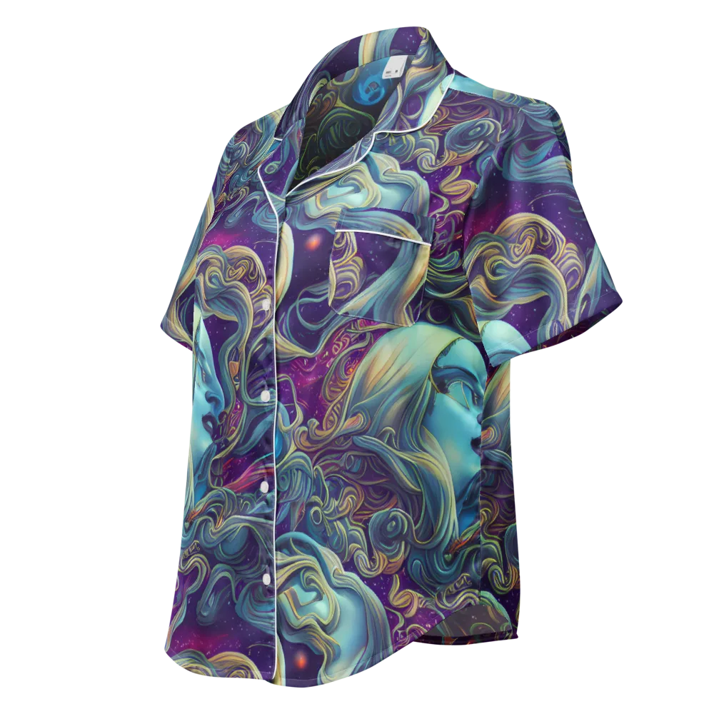 Stellar Waves on Women's Short Sleeve Pajama Top — Left Front
