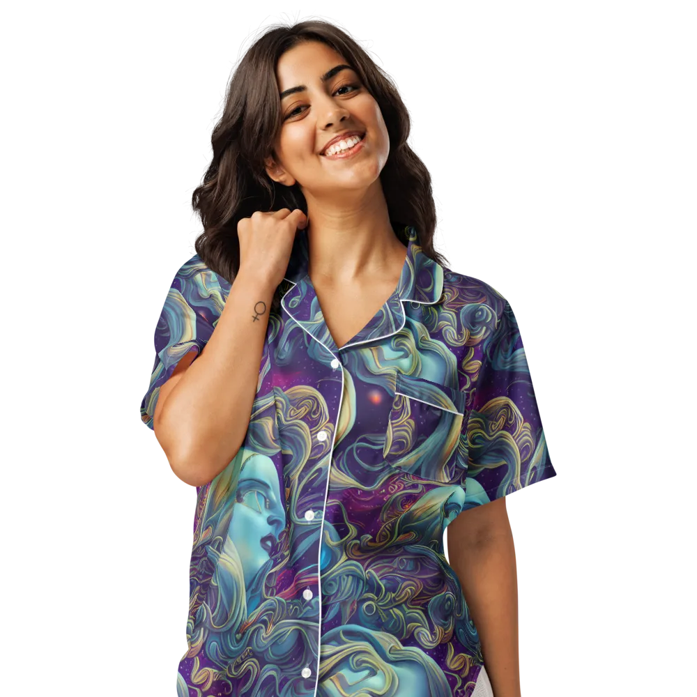Stellar Waves on Women's Short Sleeve Pajama Top — Front