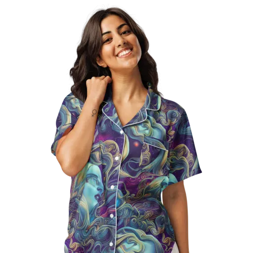 Stellar Waves on a Women's Short Sleeve Pajama Top