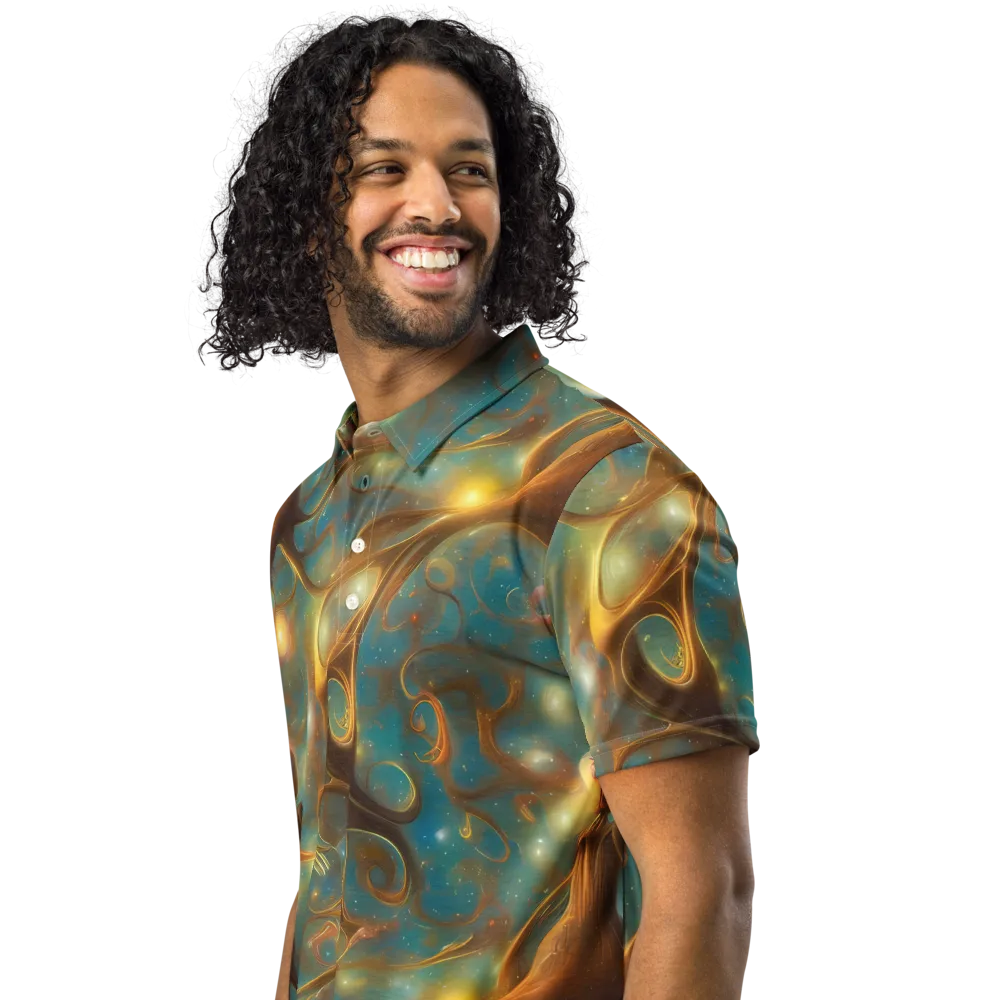 Starry Driftwood on Men's Slim Fit Polo Shirt — Left Front