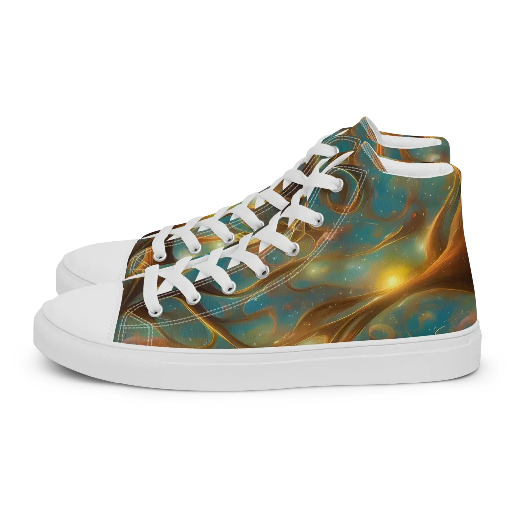 Starry Driftwood on Men's High Top Canvas Shoes — Left