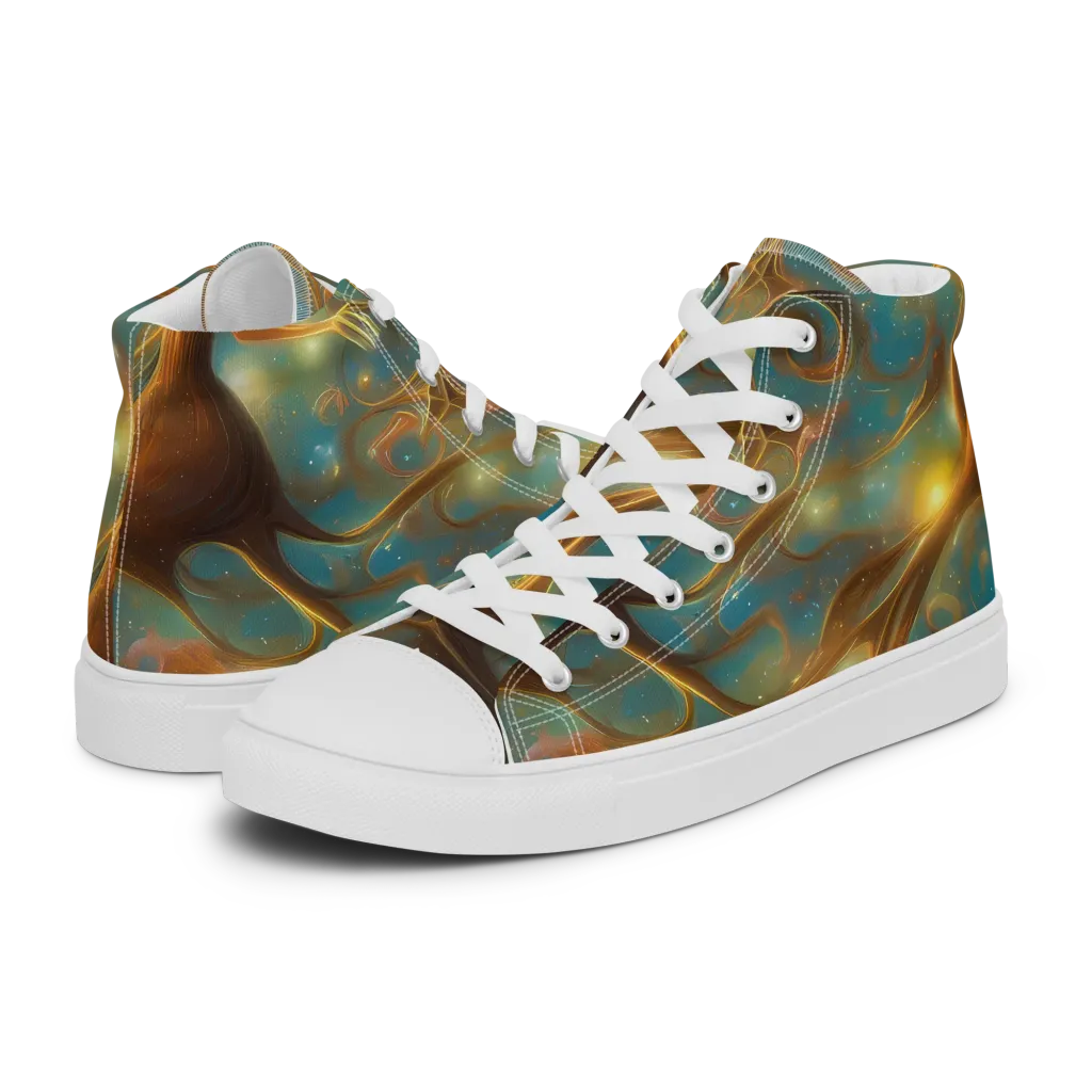 Starry Driftwood on Men's High Top Canvas Shoes — Left