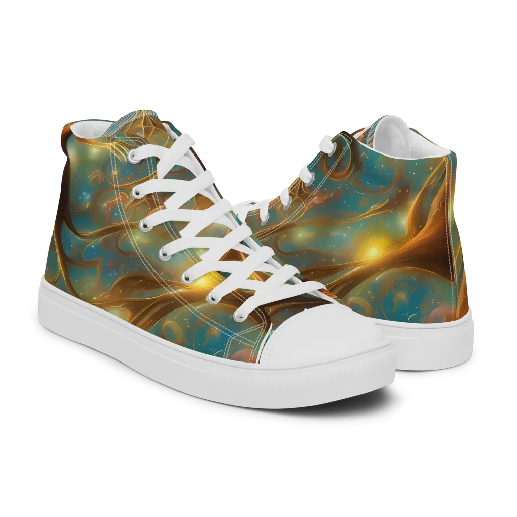 Starry Driftwood on Men's High Top Canvas Shoes — Right