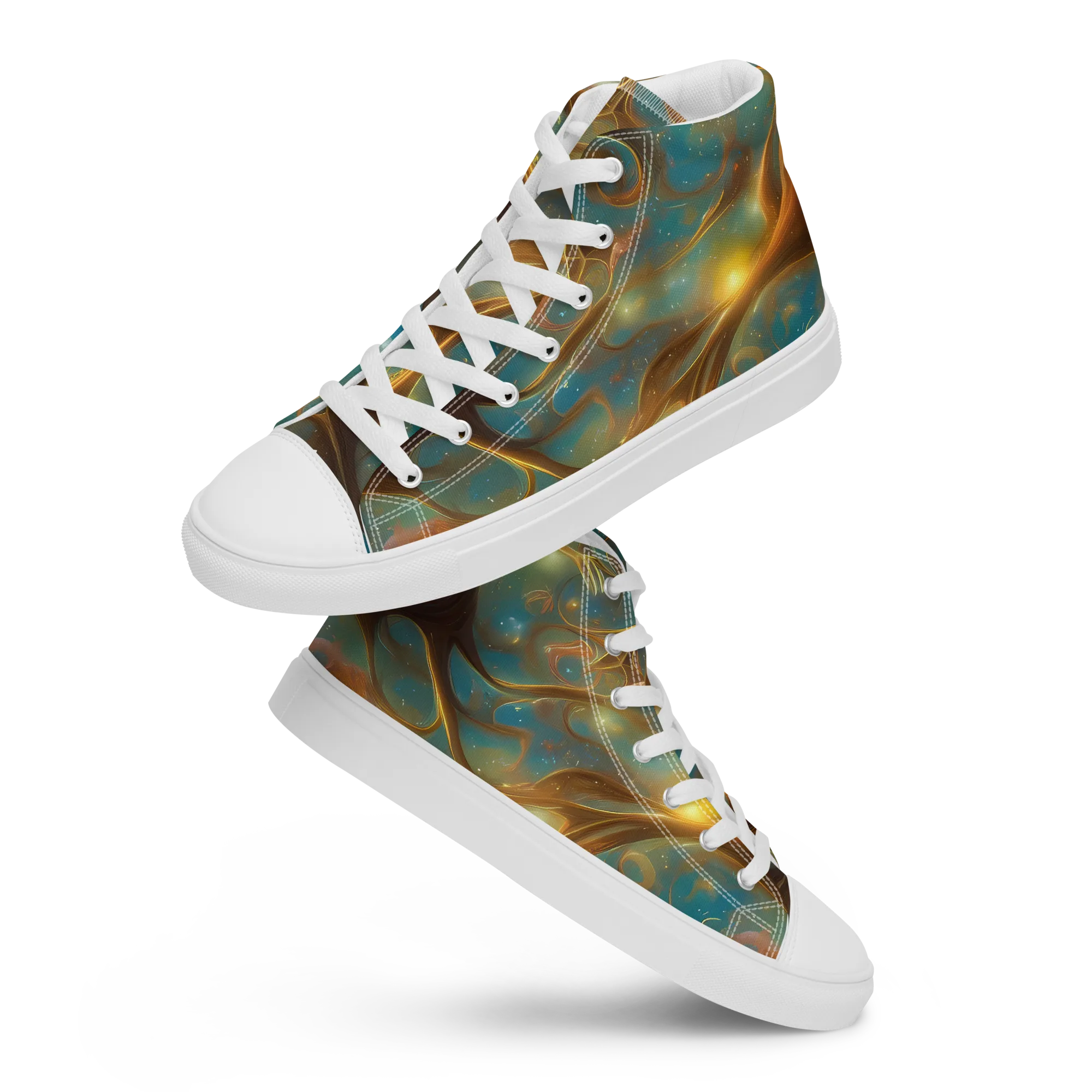 Starry Driftwood on Men's High Top Canvas Shoes — Front