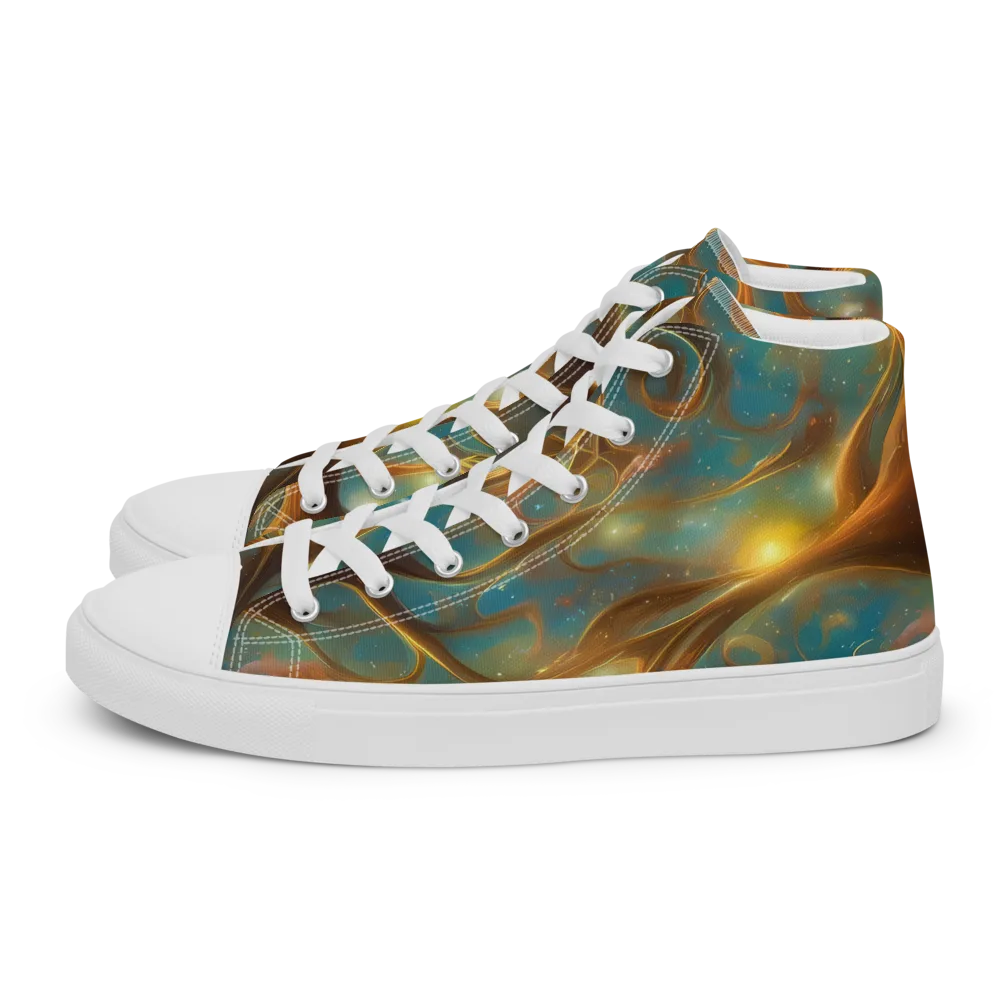 Starry Driftwood on Women's High Top Canvas Shoes — Left