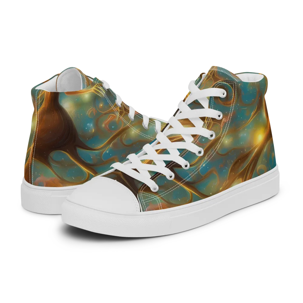 Starry Driftwood on Women's High Top Canvas Shoes — Left