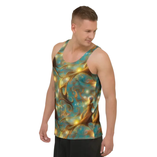 Starry Driftwood on a Men's Tank Top