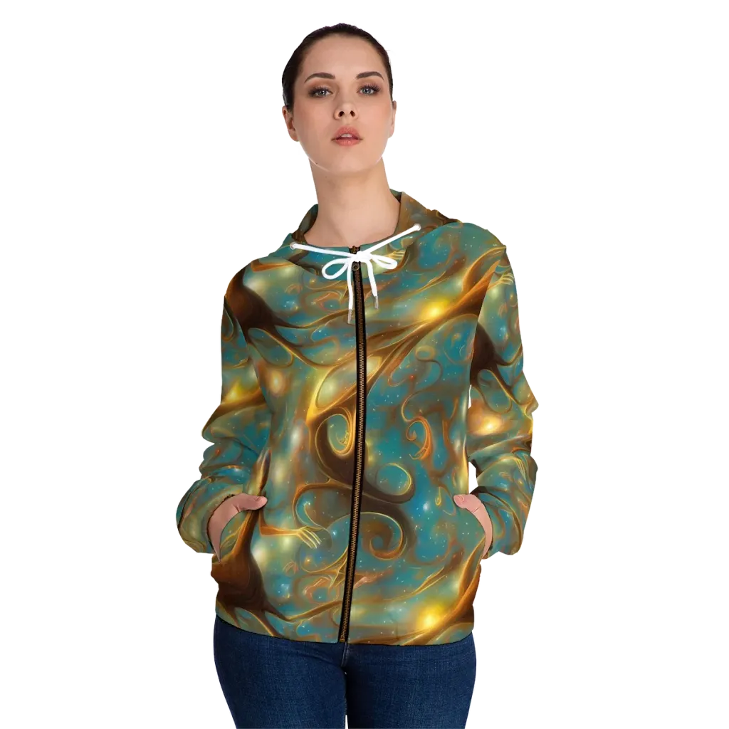 Starry Driftwood on Women's Full-Zip Hoodie — Front On Person