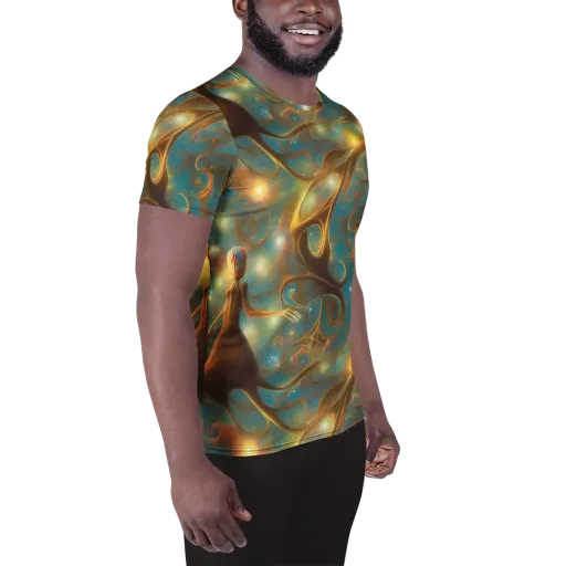 Starry Driftwood on a Men's Athletic T-Shirt