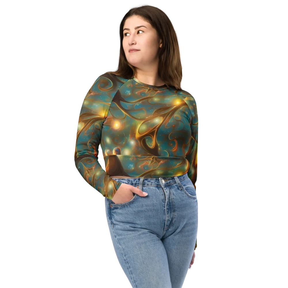 Starry Driftwood on Long Sleeve Crop Top — Front