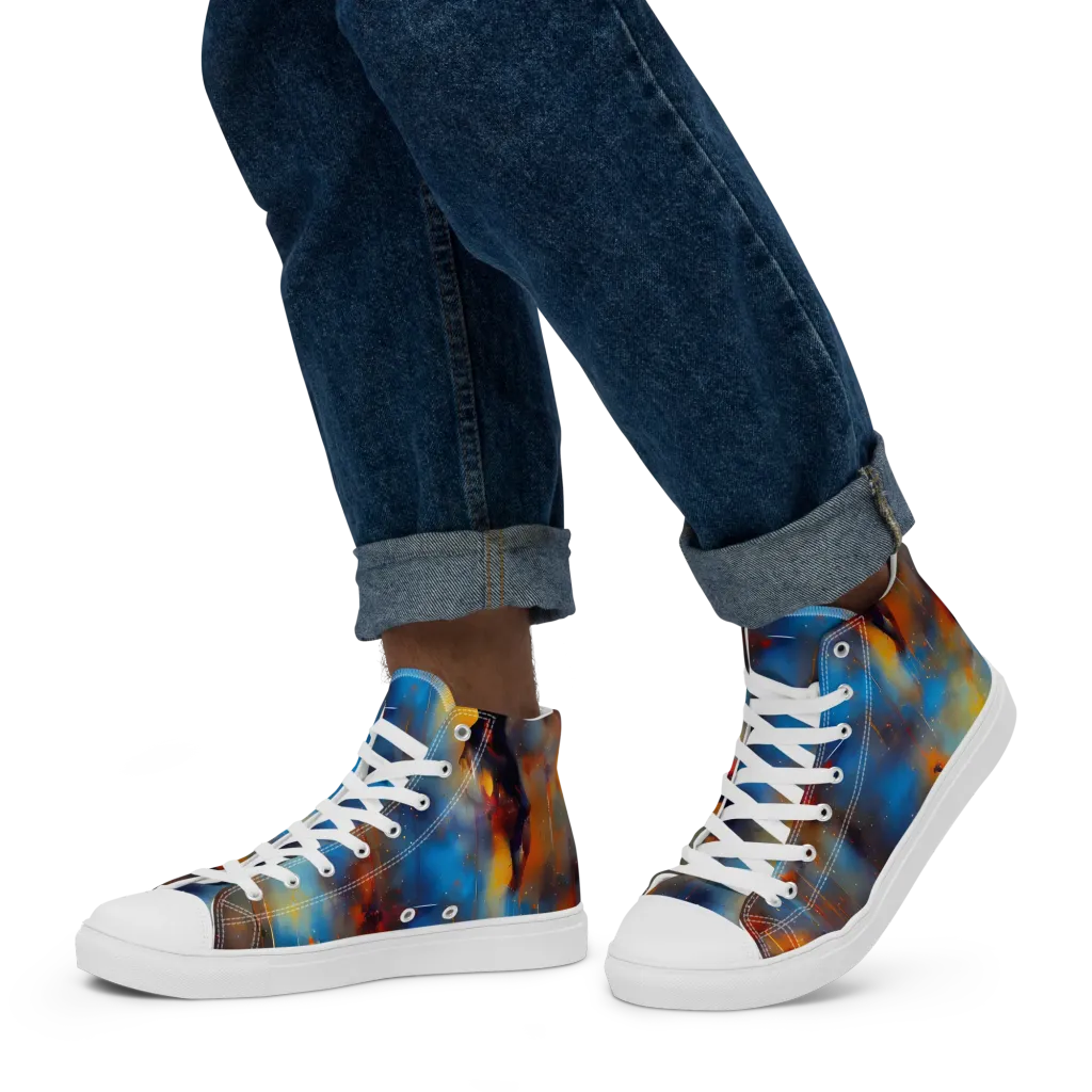 Cobalt Vogue on Men's High Top Canvas Shoes — Left
