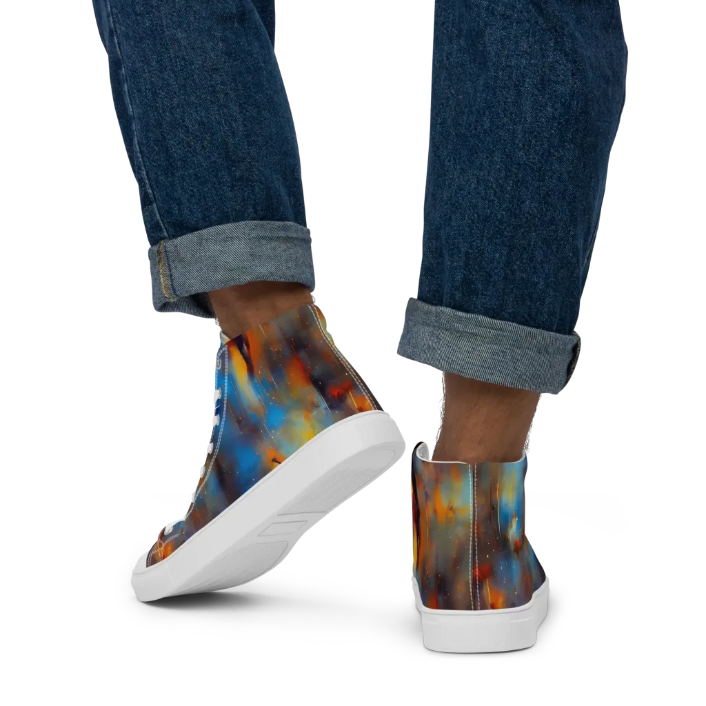 Cobalt Vogue on Men's High Top Canvas Shoes — Back
