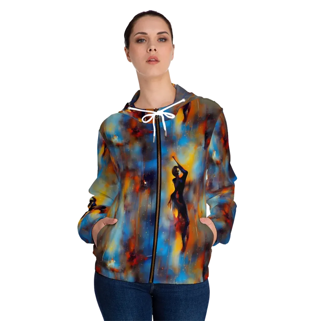 Cobalt Vogue on Women's Full-Zip Hoodie — Front On Person