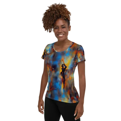 Cobalt Vogue on a Women's Athletic T-Shirt
