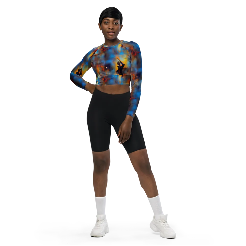 Cobalt Vogue on Long Sleeve Crop Top — Front