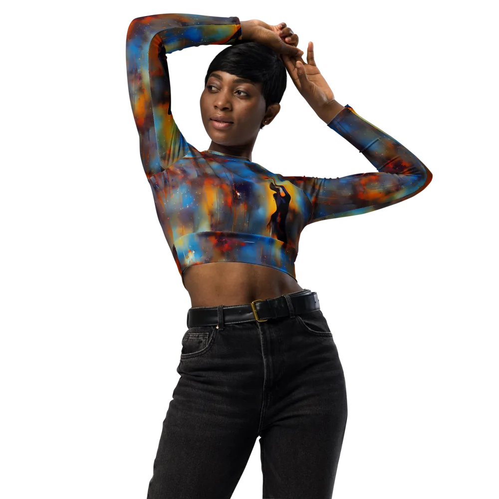 Cobalt Vogue on Long Sleeve Crop Top — Front