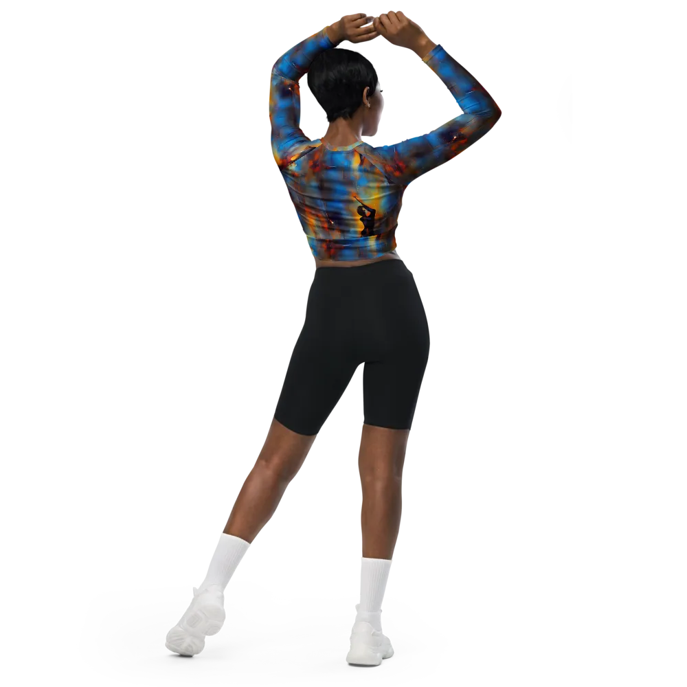 Cobalt Vogue on Long Sleeve Crop Top — Back
