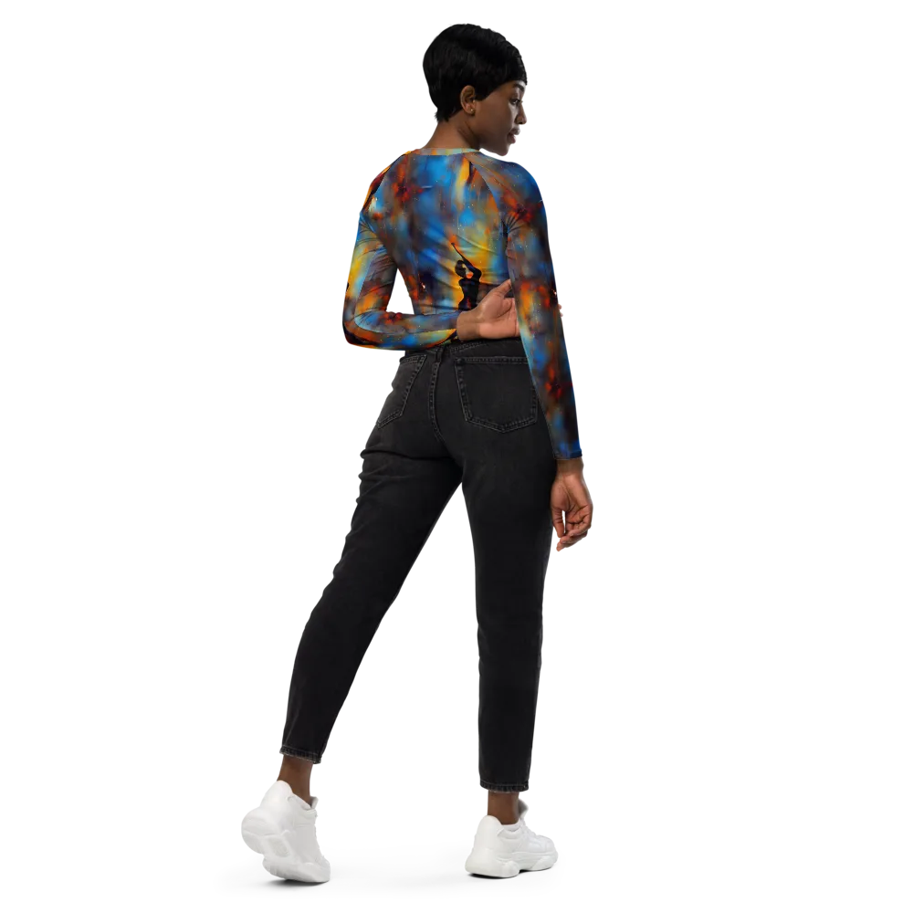 Cobalt Vogue on Long Sleeve Crop Top — Right Back