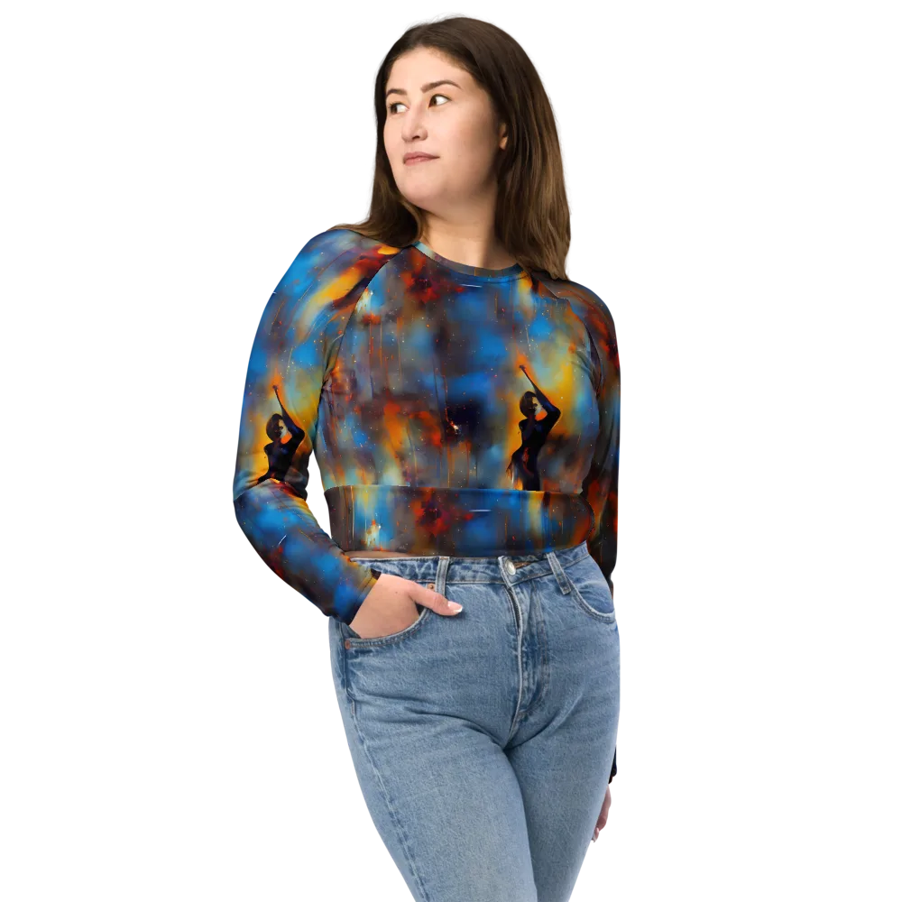 Cobalt Vogue on Long Sleeve Crop Top — Front